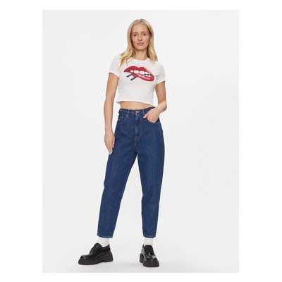 Tommy Jeans T-Shirt Lips DW0DW17373 Bílá – Zboží Mobilmania