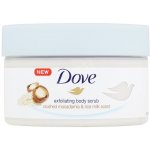 Dove Exfoliating Body Scrub Crushed Macadamia & Rice Milk vyživující tělový peeling 225 ml – Zbozi.Blesk.cz