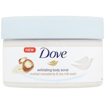 Dove Exfoliating Body Scrub Crushed Macadamia & Rice Milk vyživující tělový peeling 225 ml