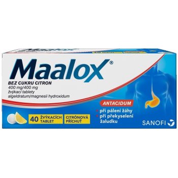 MAALOX BEZ CUKRU CITRON POR 400MG/400MG TBL MND 40