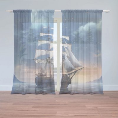 Sablio Záclony Plachetnice mezi horami: 2ks 150x250cm – Hledejceny.cz
