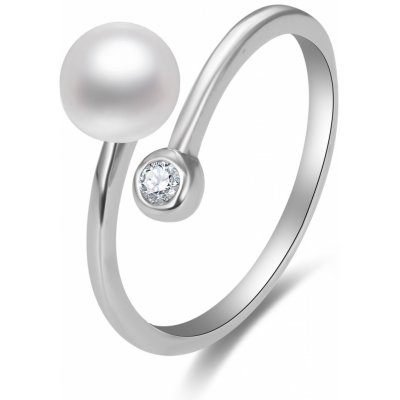 Beneto otevřený stříbrný s pravou perlou a zirkonem AGG469P
