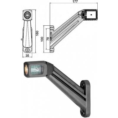 Svítilna poziční - tykadlo l 24v led č/b/o, kabel 0,5m se zástrčkou easyconn 90° 0176379_A, , , – Hledejceny.cz