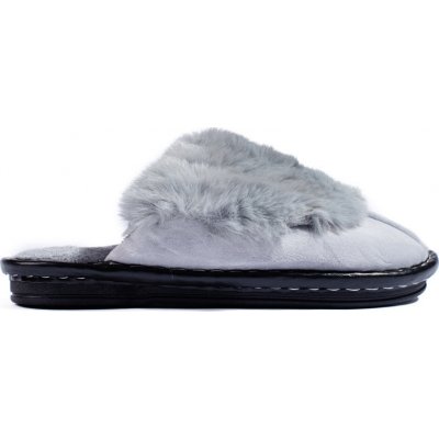 Shelovet dámské pohodlné pantofle s kožešinou Shelovet yf-33g šedé – Zboží Mobilmania