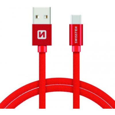 Swissten 71521206 USB 2.0 typ A na C, USB 2.0, zástrčka A - zástrčka C, opletený, 1,2m, červený – Zbozi.Blesk.cz