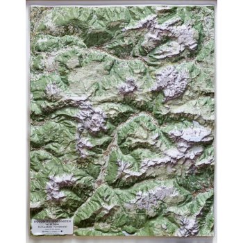 L.A.C. DOLOMITY Val di Fassa / Val Gardena - plastická mapa 67 x 84 cm Varianta: bez rámu, Provedení: plastická mapa