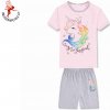 Dětské pyžamo a košilka Kugo dívčí pyžamo Jednorožec sv.růžová šedá