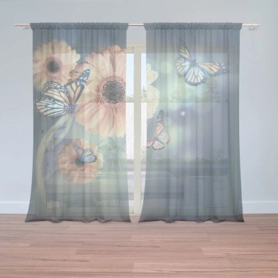 Sablio Záclony Květinová abstrakce: 2ks 150x250cm – Hledejceny.cz