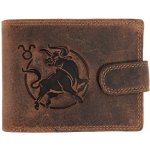 WILD Pánská kožená peněženka s přeskou s obrázky znamení BÝK hnědá – Zboží Mobilmania