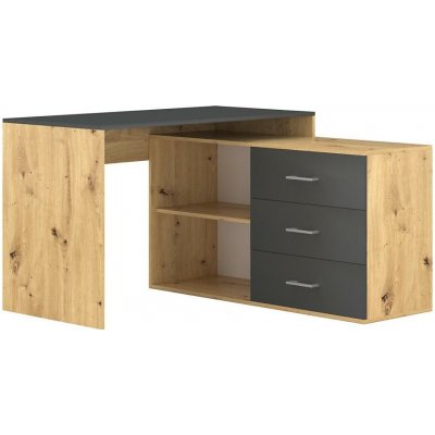 Wipmeb Sp. z o.o Psací stůl se zásuvkami a univerzálním rohem P/L JULES dub artisan/antracit WM0036 – Hledejceny.cz
