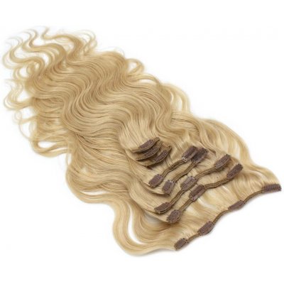 Clip in vlasy vlnité 100% lidské REMY 50cm přírodní blond – Hledejceny.cz