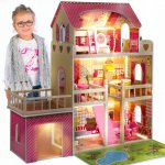 Kinderplay domeček pro panenky dřevěný s LED osvětlením 90 cm – Zboží Dáma