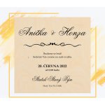 Dřevěné svatební oznámení s popiskem - Marginibus - Topol, 100 x 100 mm – Zboží Dáma