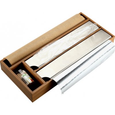 Kesper Řezačka a držák na alobal, folie, pečící papír - akáciový, 4 přihrádky – Zboží Mobilmania