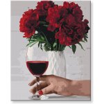 Malování podle čísel Víno s květinou – Zboží Mobilmania