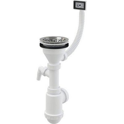 Alcadrain Sifon dřezový s nerezovou mřížkou DN115, flexi přepadem a přípojkou A447P-DN50/40 – Zboží Dáma