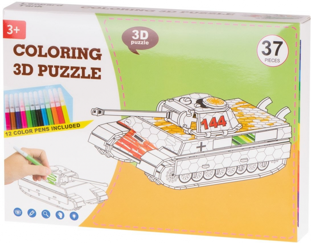KIK Papírové 3D puzzle s barvičkami Tank 37 ks od 169 Kč - Heureka.cz