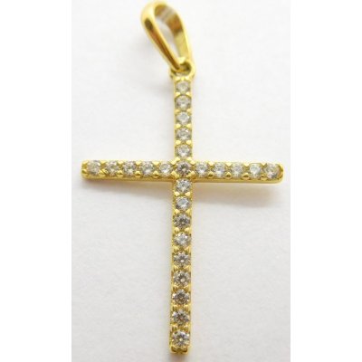 Klenoty Budín Dámský zlatý přívěsek se zirkony větší křížek 01185 – Zboží Dáma