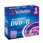 Verbatim DVD-R 4,7GB 16x, AZO, slim box, 5ks (43519) – Zboží Mobilmania