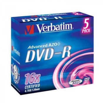 Verbatim DVD-R 4,7GB 16x, AZO, slim box, 5ks (43519)