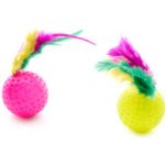 JK ANIMALS Hračka Míček s pírkem 2 ks, plastová hračka 4 cm – Zboží Mobilmania