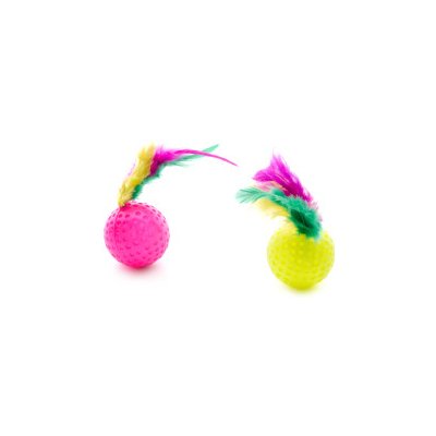 JK ANIMALS Hračka Míček s pírkem 2 ks, plastová hračka 4 cm – Zboží Mobilmania