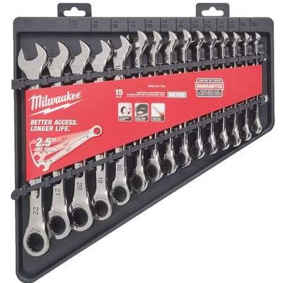 Milwaukee 4932471340 Očkoploché ráčnové klíče 8 ÷ 22 mm MAX BITE™. Sada 15 dílů v pořadači