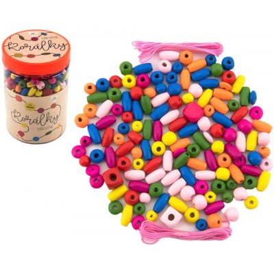 TEDDIES Korálky barevné s gumičkami cca 90 ks v plastové dóze