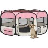 Autovýbava zahrada-XL Skládací ohrádka pro psy s taškou růžová 145 x 145 x 61 cm