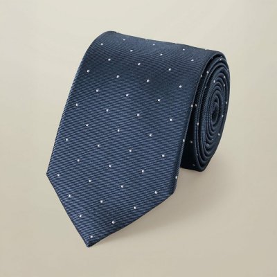 Charles Tyrwhitt Spot Silk Tie Steel Blue – Zboží Mobilmania