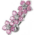 Šperky4U stříbrný piercing do pupíku se štítem kytičky BP01171-P – Hledejceny.cz