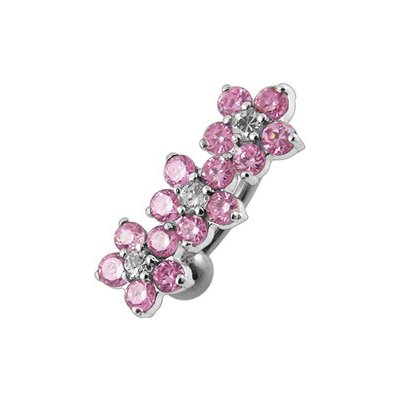 Šperky4U stříbrný piercing do pupíku se štítem kytičky BP01171-P – Hledejceny.cz
