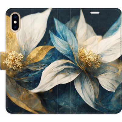 Pouzdro iSaprio Flip s kapsičkami na karty - Gold Flowers Apple iPhone X / XS – Hledejceny.cz