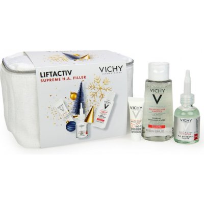 Vichy Liftactiv sérum proti stárnutí pleti s kyselinou hyaluronovou 30 ml + minerální micelární voda pro citlivou pleť 100 ml + fluid proti stárnutí pleti SPF 50+ 3 ml – Zboží Mobilmania