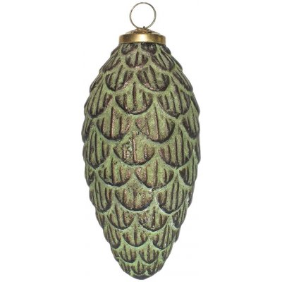 Clayre & Eef Zeleno-hnědá skleněná ozdoba šiška Ø 7*15 cm – Hledejceny.cz