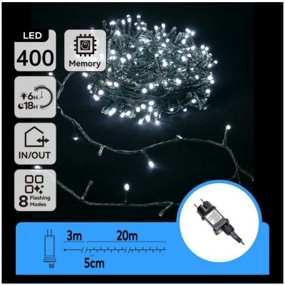Aigostar B.V. Aigostar LED Venkovní vánoční řetěz 400xLED 8 funkcí 23m IP44 studená bílá AI1399 – Hledejceny.cz
