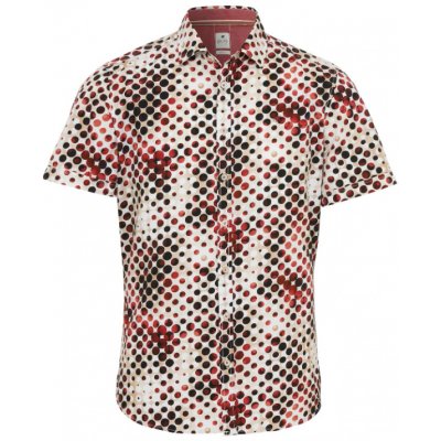 Pure Casual Fit košile s krátkým rukávem puntíky D41504_52107_377 bordó – Zboží Mobilmania