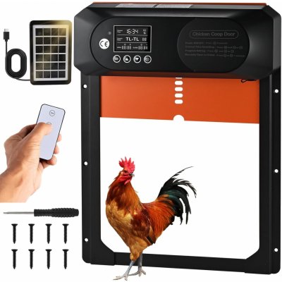 Amzon Automatická dvířka do kurníku Cieex s časovačem, vodotěsný LED displej, světelný senzor, dálkové ovládání, Barvy a parametry Materiál hliníková slitina – Zboží Mobilmania
