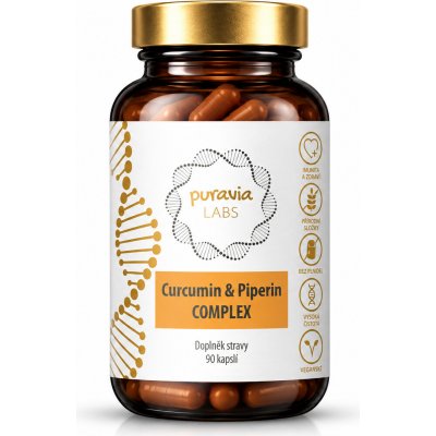 Puravia Labs Kurkumin & piperin komplex 90 kapslí – Hledejceny.cz