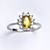 Prsteny Čištín zlatý Kate přírodní citrín pálený čiré zirkony bílé zlato T 1480
