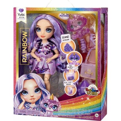 MGA Rainbow High Fashion Doll with Slime & Pet Violet Willow – Zboží Mobilmania