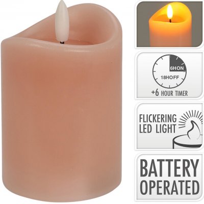 M.A.T. GROUP Svíčka LED pr. 7x10cm blikající plamen časovač RŮŽ – Hledejceny.cz