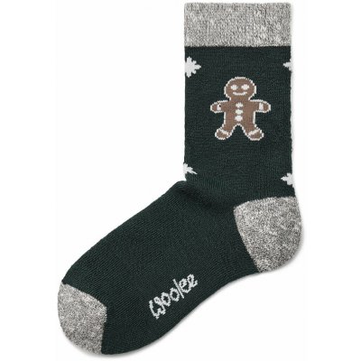 Vlnka Dětské vánoční ponožky s Merino vlnou perníček tmavě zelená velikost ponožek – Zboží Mobilmania