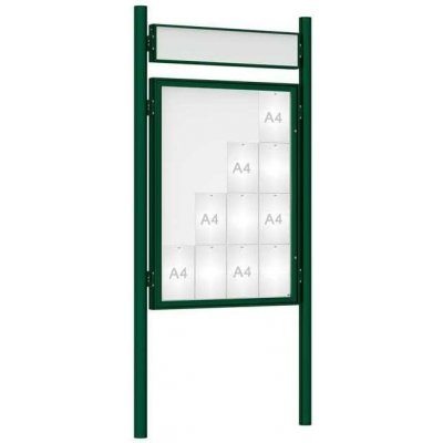 PROCITY Venkovní vitrína model 1000 16 x A4, zelená, včetně sloupků a záhlaví | Zboží Auto