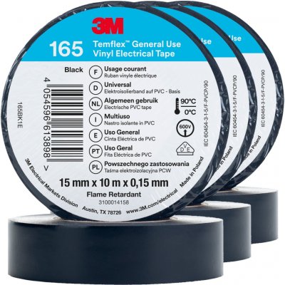 3M Temflex 165 Izolační páska 15 mm x 10 m x 0,15 mm 3 ks černá – Zboží Mobilmania