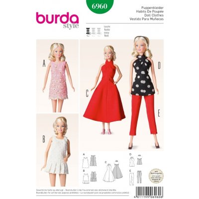 Střih Burda číslo 6960 oblečky pro panenky – Zboží Mobilmania