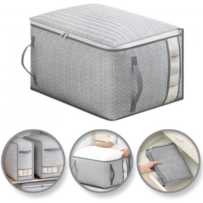 eCarla Textilní box pro uskladnění ložního prádla a oblečení šedý COCK 52 x 44 x 30 cm – Zboží Mobilmania