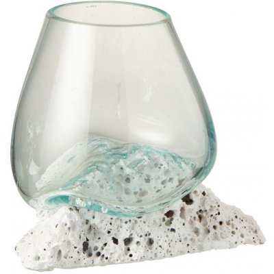 Skleněná váza vsazená na lávový kámen Lava M - 17*12,5*13,5 cm - J-Line by Jolipa – Hledejceny.cz