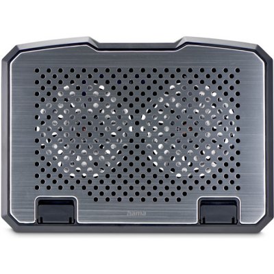 Hama chladicí stojan pro notebook Aluminium, naklápací, 2 ventilátory, modré podsvícení, tichý chod; 126807 – Zboží Živě