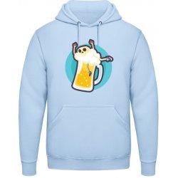 AWDis Hoodie Mikina Motiv Pivo se smrtkou Nebeská modrá